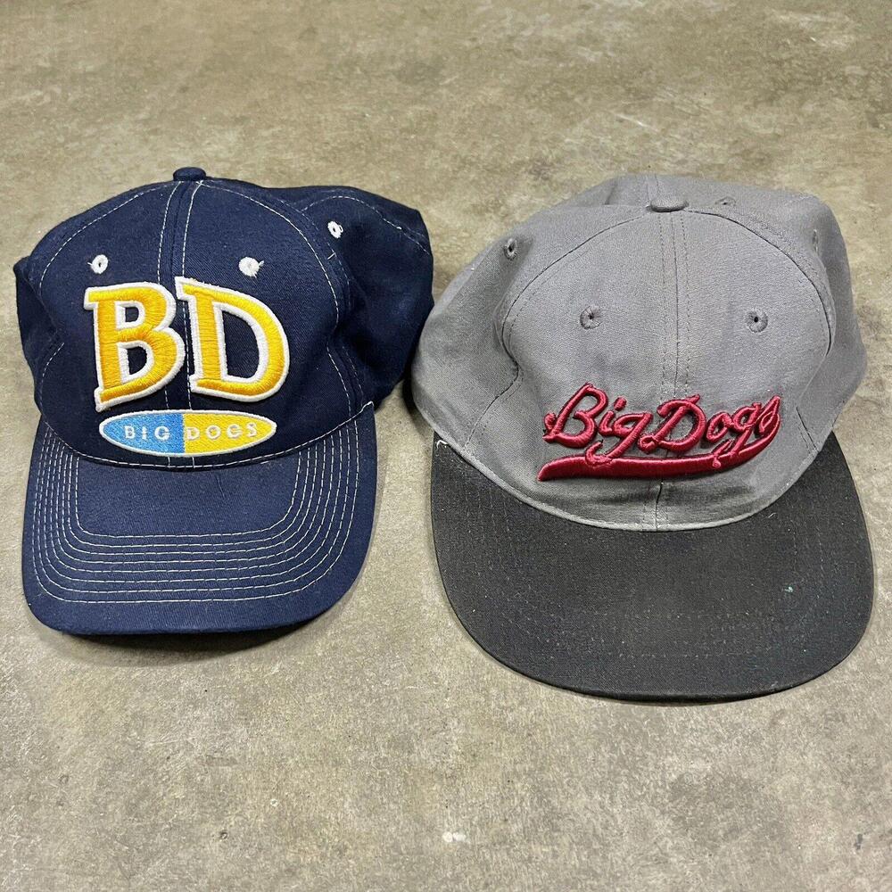 Big Dogs Hat Lot Of 2 Vintage Y2K Embroidered Logos Baseball Cap Strapback